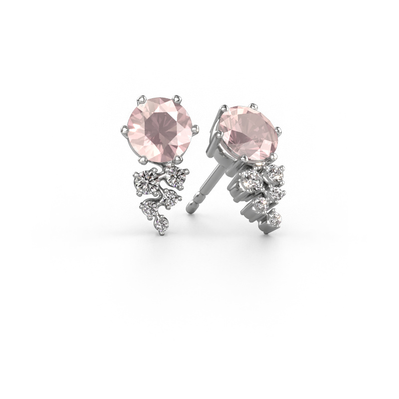 Image of Earrings Royce 585 white gold Morganite champagne 6 mm