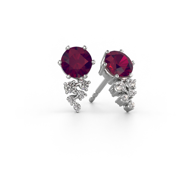 Image of Earrings Royce 585 white gold Rhodolite 6 mm