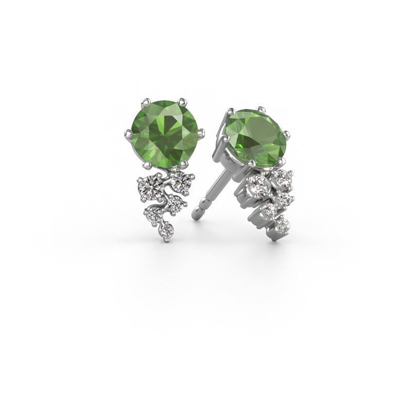 Image of Earrings Royce 585 white gold Tourmaline green 6 mm