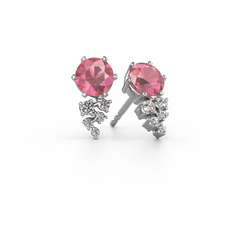 Image of Earrings Royce 585 white gold Tourmaline pink 6 mm