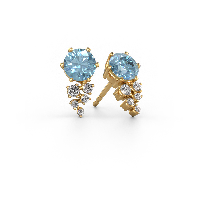 Image de Boucles d'oreilles Royce 585 or jaune Diamant synthétique bleu 6 mm