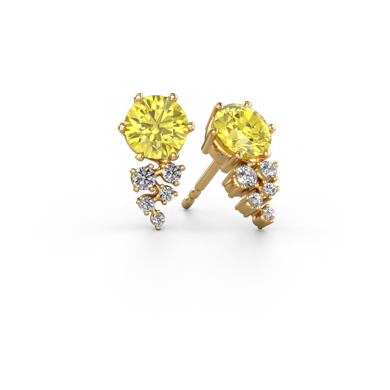 Image of Earrings Royce 585 gold Yellow lab grown diamond 6 mm