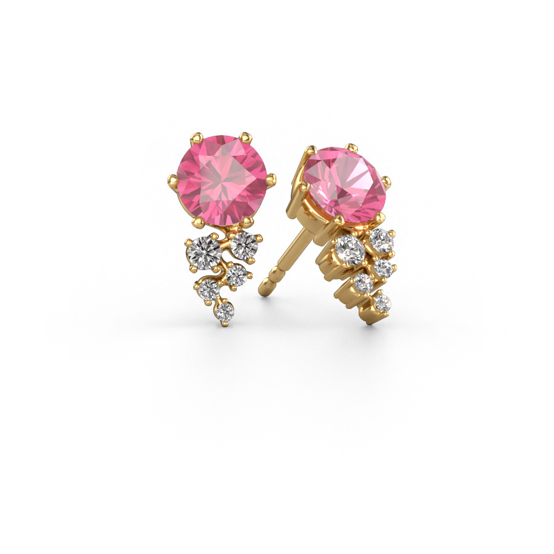 Image of Earrings Royce 585 gold Pink sapphire 6 mm