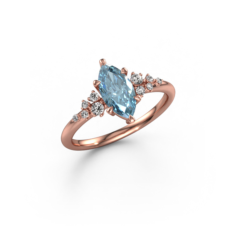 Image of Ring Royce MRQ 585 rose gold Blue lab grown diamond 10x5 mm