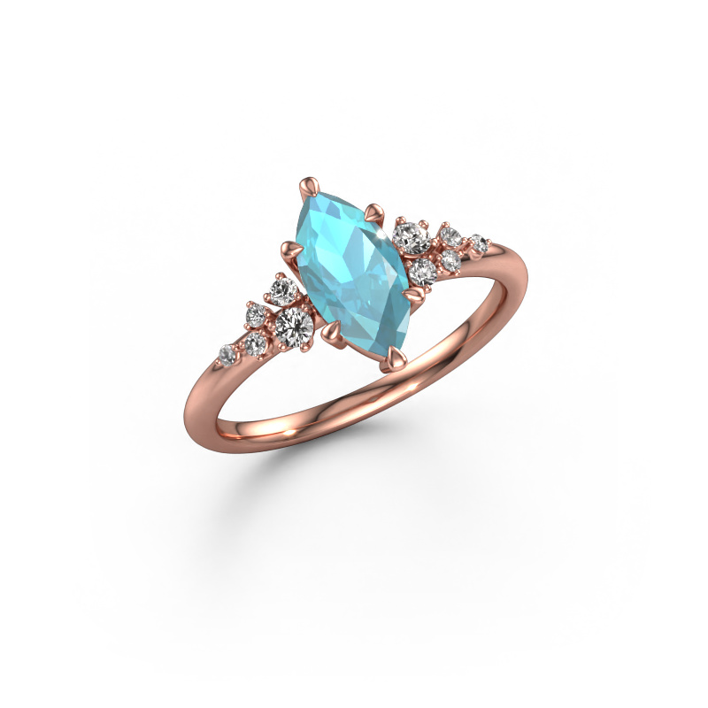 Bild von Ring Royce MRQ 585 Roségold Blau Topas 10x5 mm