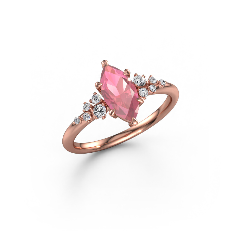 Image of Ring Royce MRQ 585 rose gold Tourmaline pink 10x5 mm