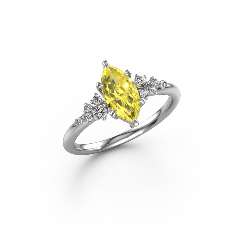 Image of Ring Royce MRQ 585 white gold Yellow lab grown diamond 10x5 mm