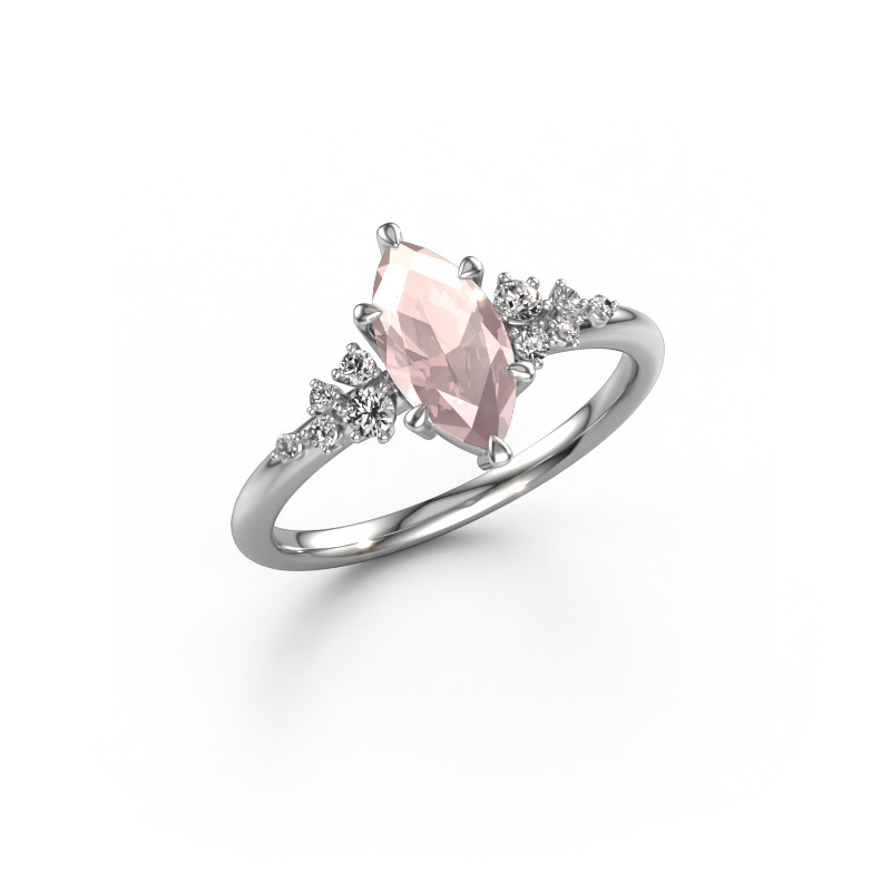 Image of Ring Royce MRQ 585 white gold Morganite champagne 10x5 mm