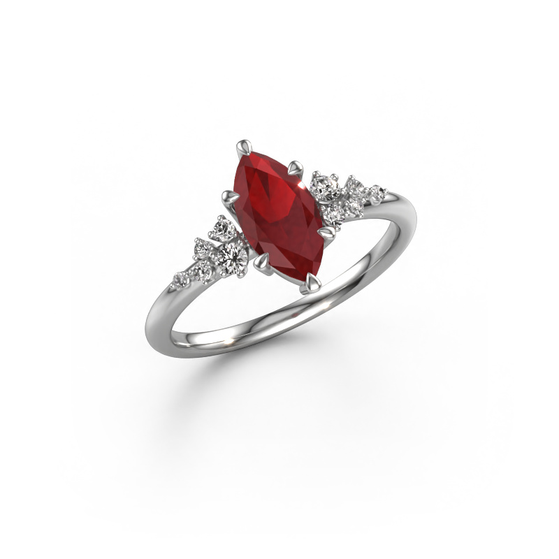 Image de Bague Royce MRQ 585 or blanc Rubis 10x5 mm