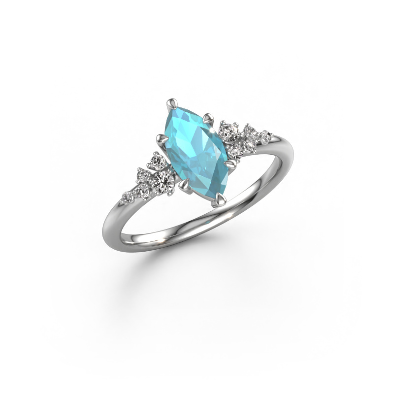 Image of Ring Royce MRQ 950 platinum Blue topaz 10x5 mm