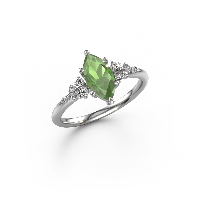Image of Ring Royce MRQ 585 white gold Tourmaline green 10x5 mm