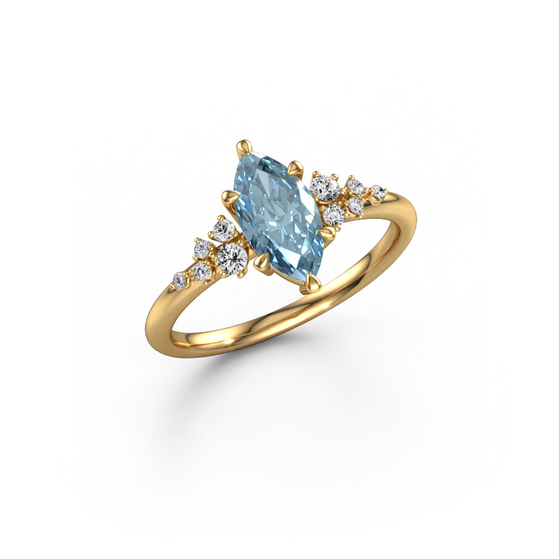 Image of Ring Royce MRQ 585 gold Blue lab grown diamond 10x5 mm