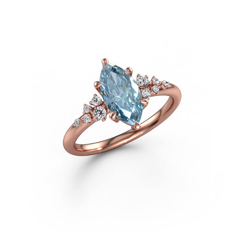 Image of Engagement ring Royce MRQ 585 rose gold Blue lab grown diamond 11x5.5 mm