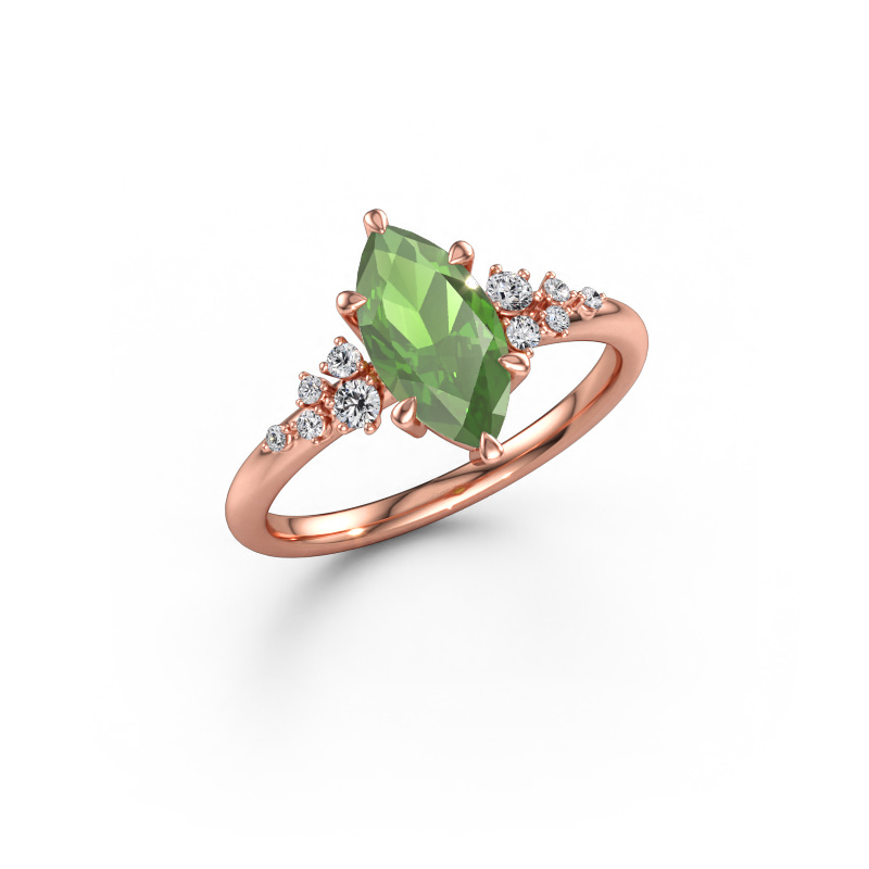Afbeelding van Verlovingsring Royce MRQ 585 rosé goud Toermalijn groen 11x5.5 mm