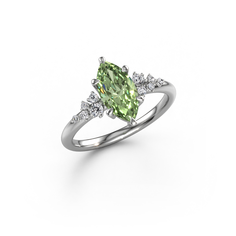 Image of Engagement ring Royce MRQ 950 platinum Green lab grown diamond 11x5.5 mm