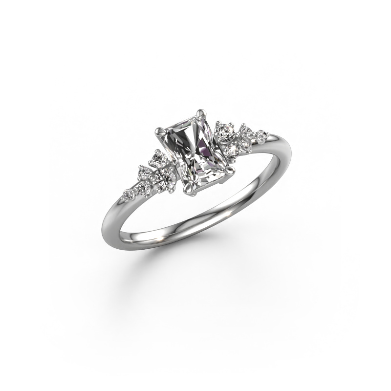 Image of Engagement ring Royce RAD 950 platinum Custom diamond 6.5x4.5 mm