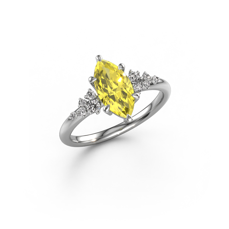 Image of Engagement ring Royce MRQ 950 platinum Yellow lab grown diamond 11x5.5 mm
