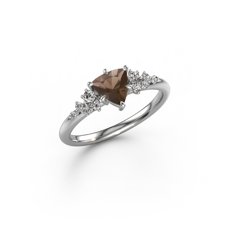 Image of Ring Royce TRI 585 white gold Smokey quartz 6 mm