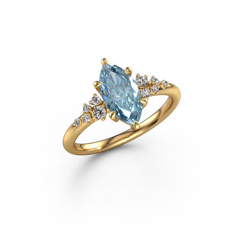 Image of Engagement ring Royce MRQ 585 gold Blue lab grown diamond 11x5.5 mm