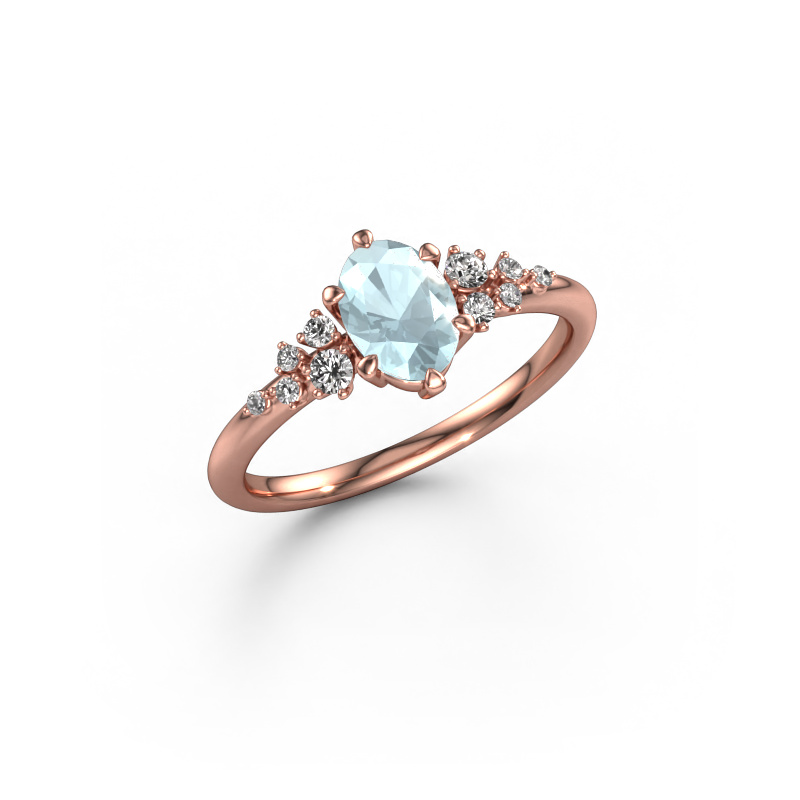 Image of Ring Royce OVL 585 rose gold Aquamarine 7x5 mm