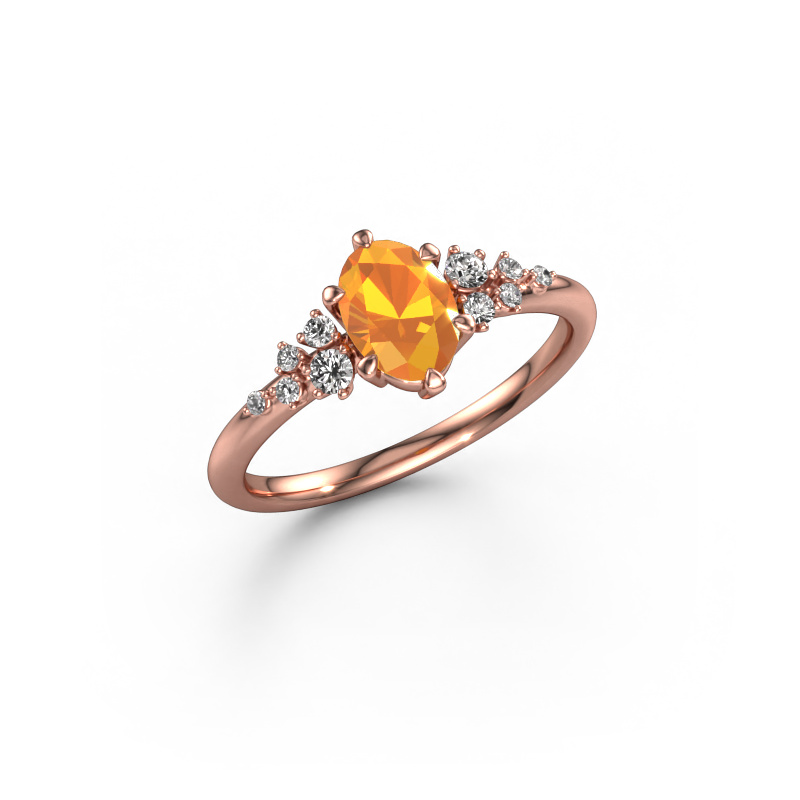 Image of Ring Royce OVL 585 rose gold Citrin 7x5 mm