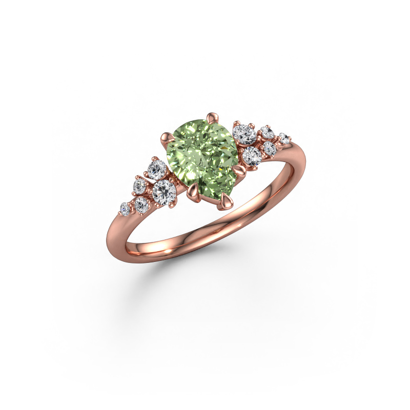 Image of Ring Royce PER 585 rose gold Green lab grown diamond 8x6 mm