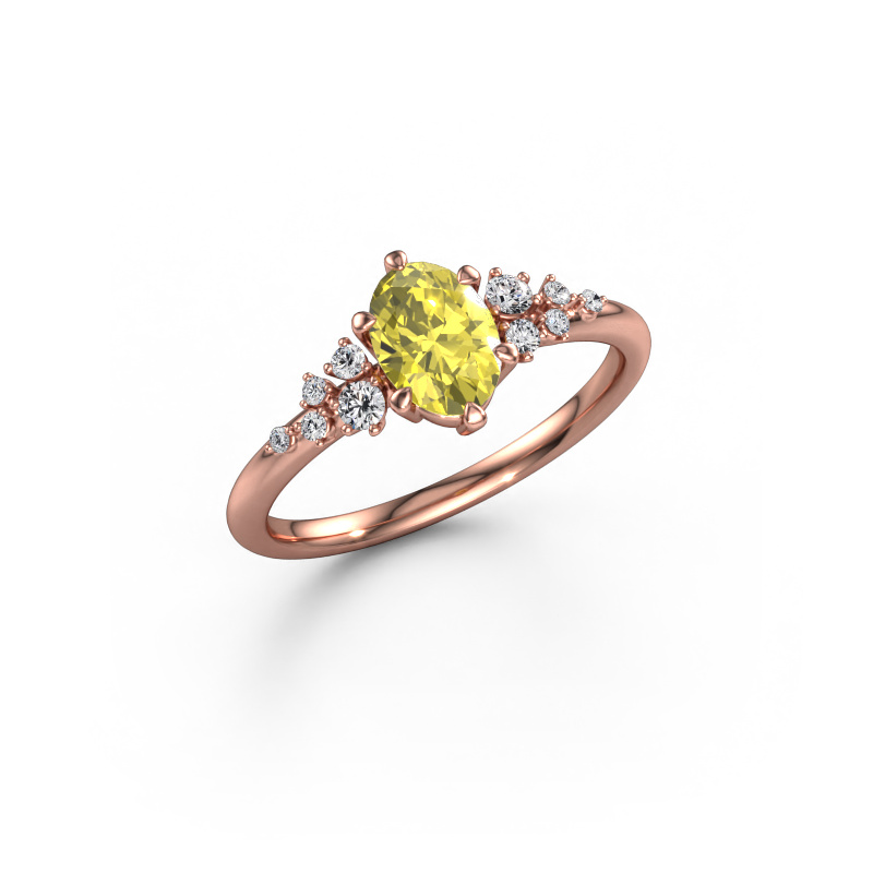 Image of Ring Royce OVL 585 rose gold Yellow lab grown diamond 7x5 mm