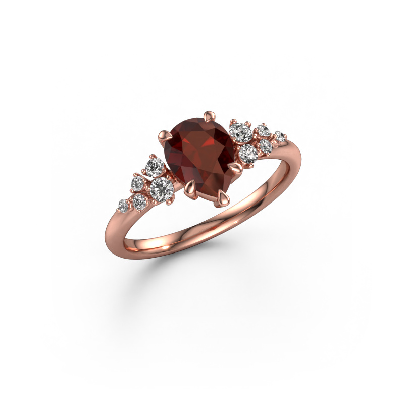 Image of Engagement ring Royce PER 585 rose gold Garnet 8x6 mm