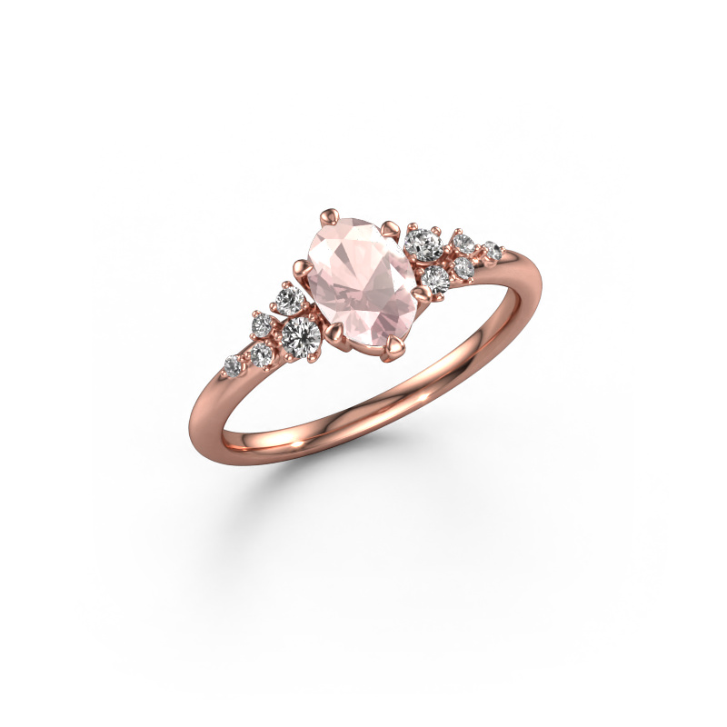 Bild von Ring Royce OVL 585 Roségold Morganit Champagner 7x5 mm