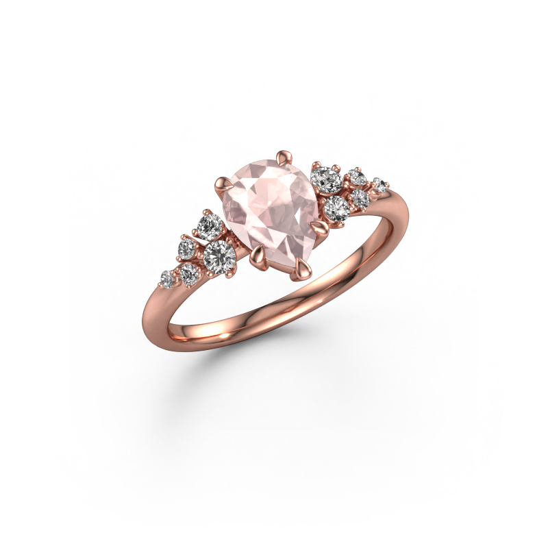 Afbeelding van Verlovingsring Royce PER 585 rosé goud Morganiet champagne 8x6 mm