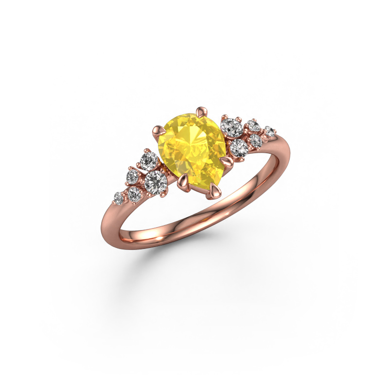 Image of Engagement ring Royce PER 585 rose gold Yellow sapphire 8x6 mm
