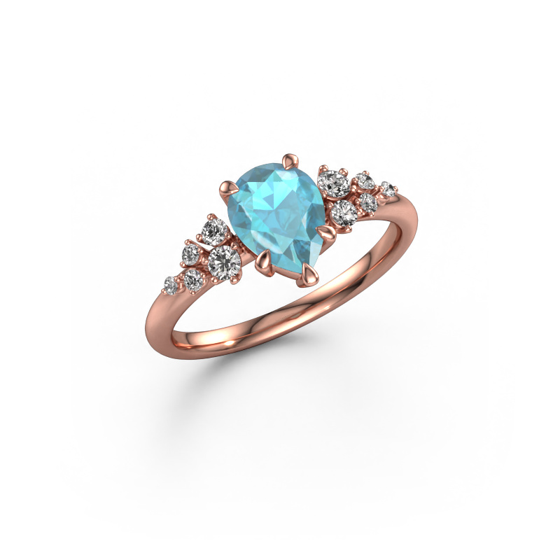 Image of Engagement ring Royce PER 585 rose gold Blue topaz 8x6 mm