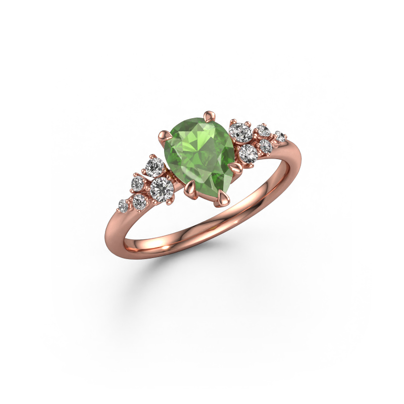 Image of Ring Royce PER 585 rose gold Tourmaline green 8x6 mm