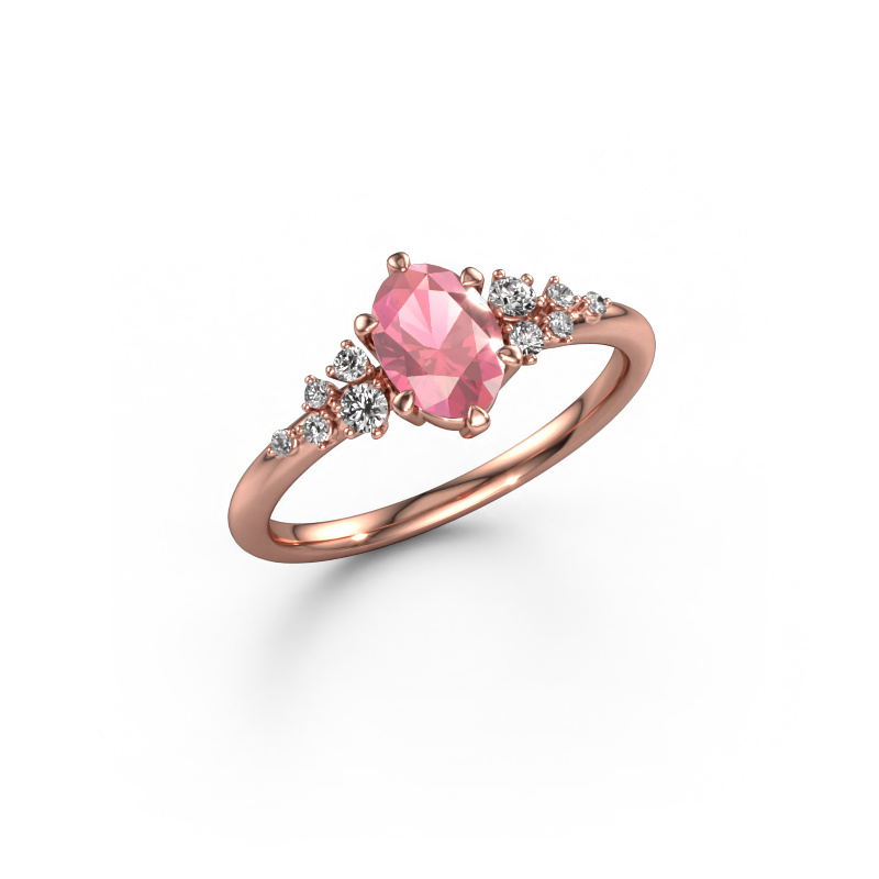 Afbeelding van Ring Royce OVL 585 rosé goud Toermalijn pink 7x5 mm