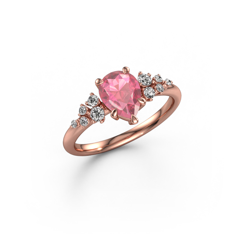 Image of Ring Royce PER 585 rose gold Tourmaline pink 8x6 mm