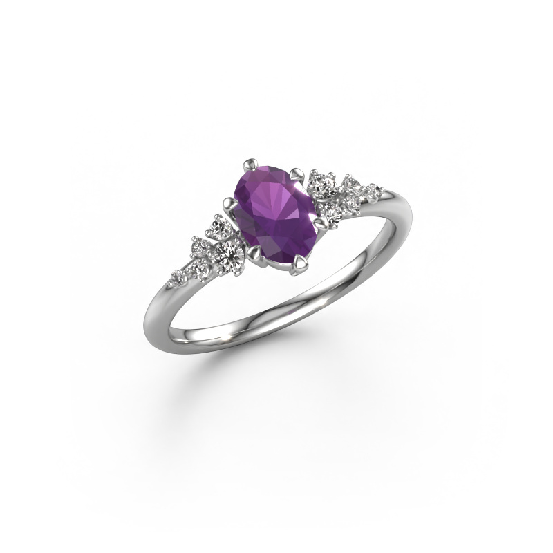 Bild von Ring Royce OVL 585 Weißgold Amethyst 7x5 mm