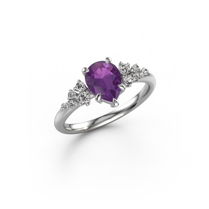 Image of Engagement ring Royce PER 585 white gold Amethyst 8x6 mm