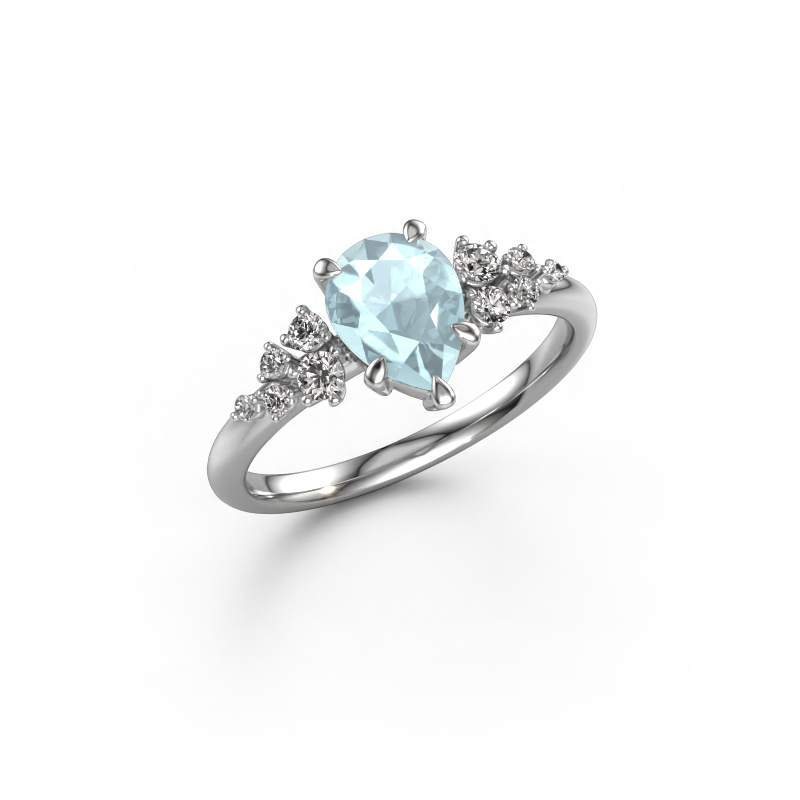 Image of Engagement ring Royce PER 585 white gold Aquamarine 8x6 mm