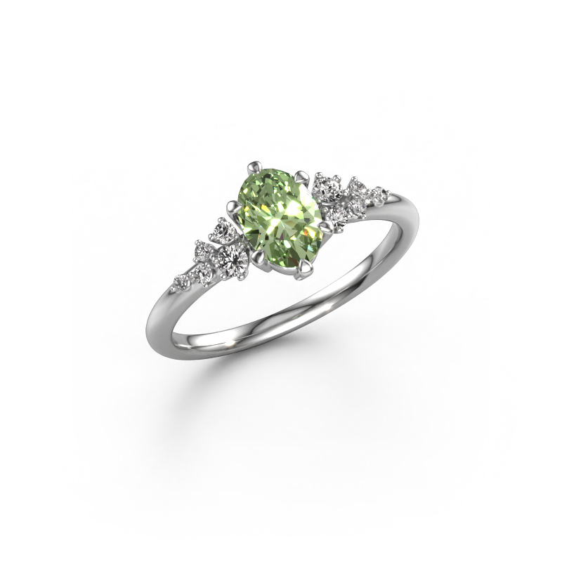 Image of Ring Royce OVL 950 platinum Green lab grown diamond 7x5 mm