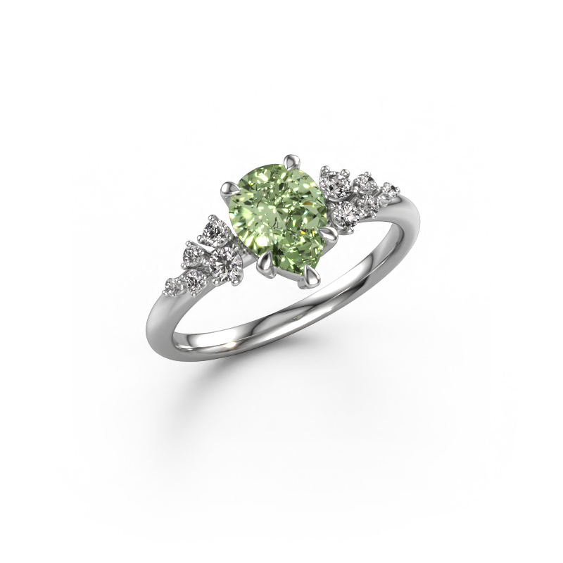 Image of Engagement ring Royce PER 950 platinum Green lab grown diamond 8x6 mm