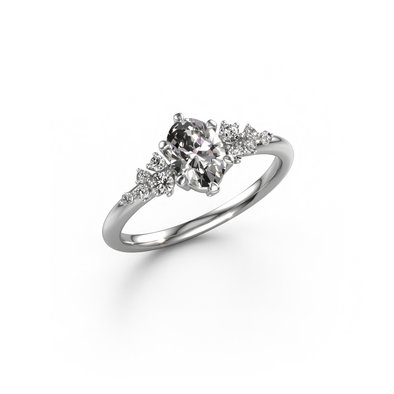 Image of Ring Royce OVL 950 platinum Custom diamond 7x5 mm
