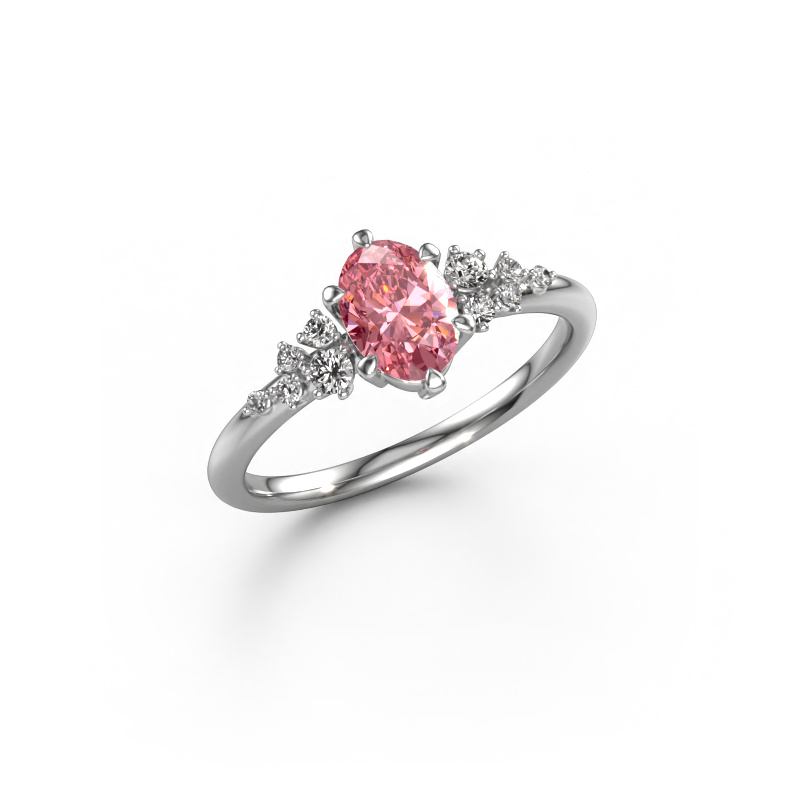Image of Ring Royce OVL 585 white gold Pink lab grown diamond 7x5 mm
