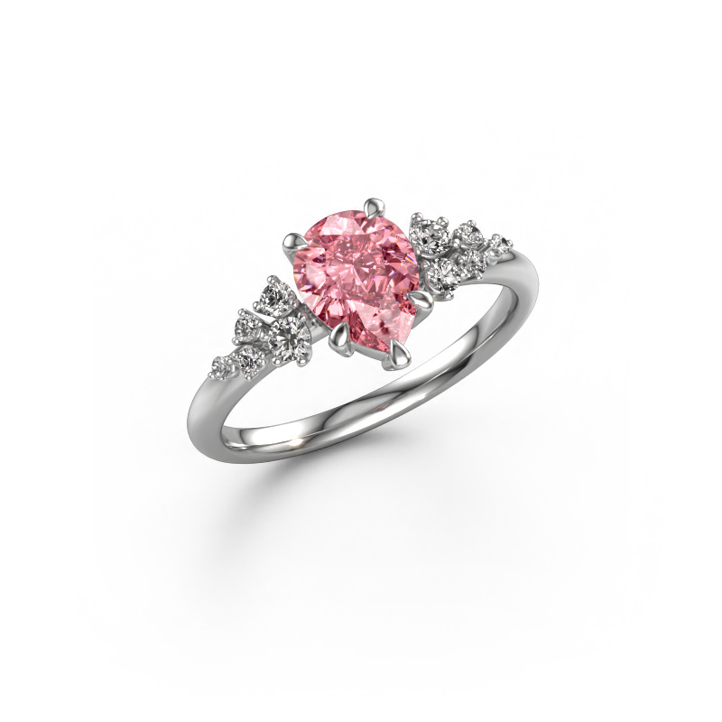 Image of Ring Royce PER 585 white gold Pink lab grown diamond 8x6 mm