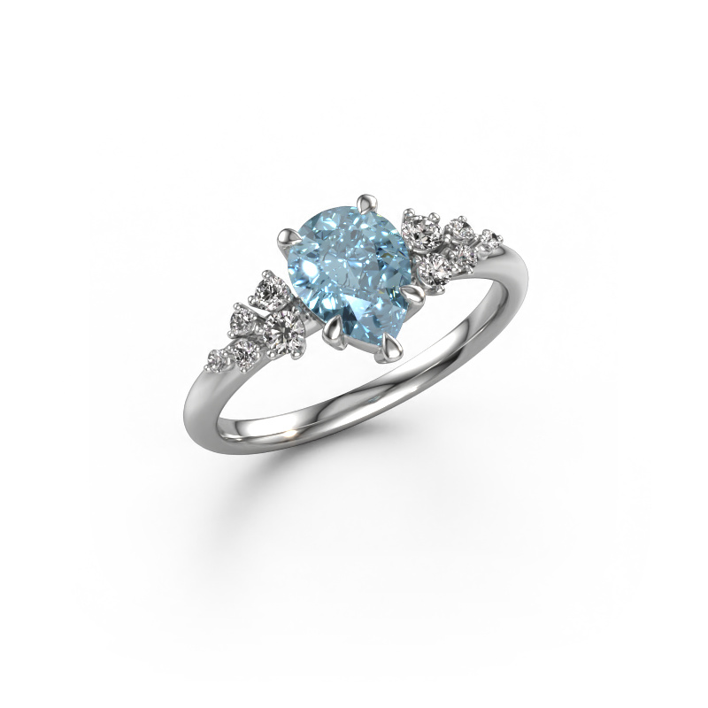 Image of Ring Royce PER 950 platinum Blue lab grown diamond 8x6 mm