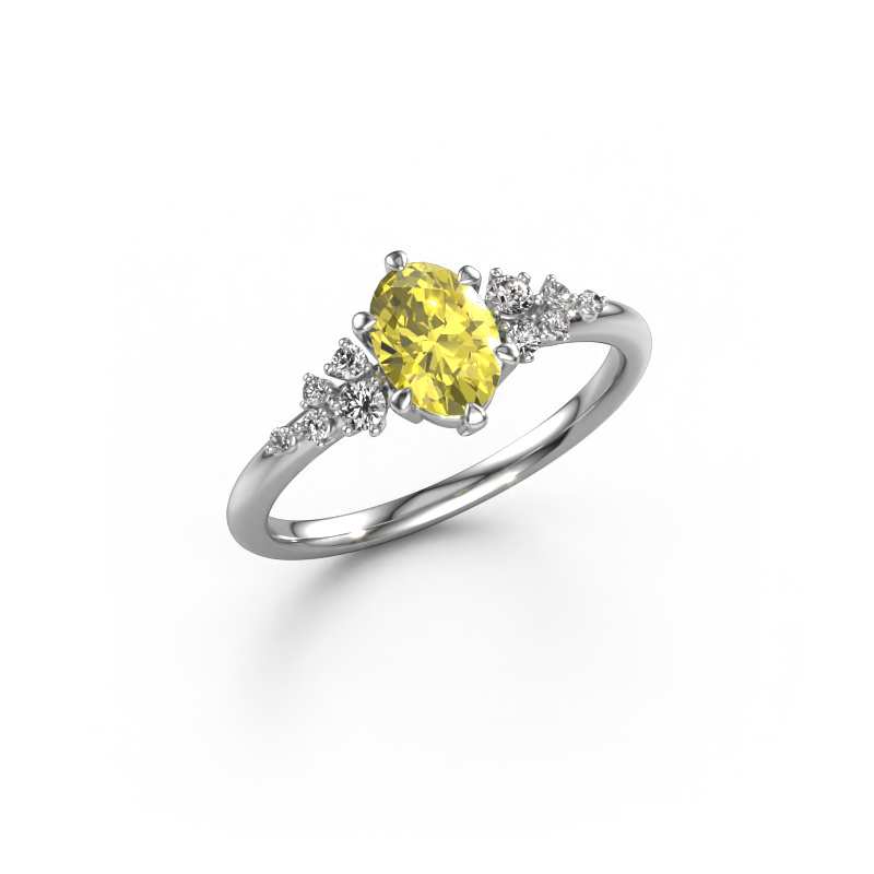Image of Ring Royce OVL 950 platinum Yellow lab grown diamond 7x5 mm