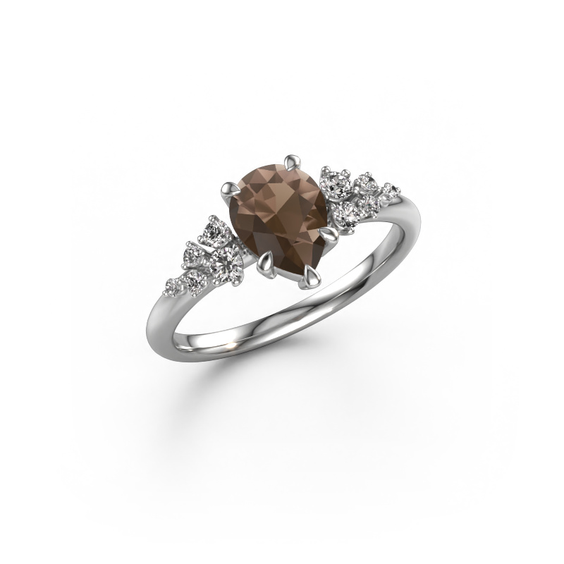 Image of Engagement ring Royce PER 950 platinum Smokey quartz 8x6 mm