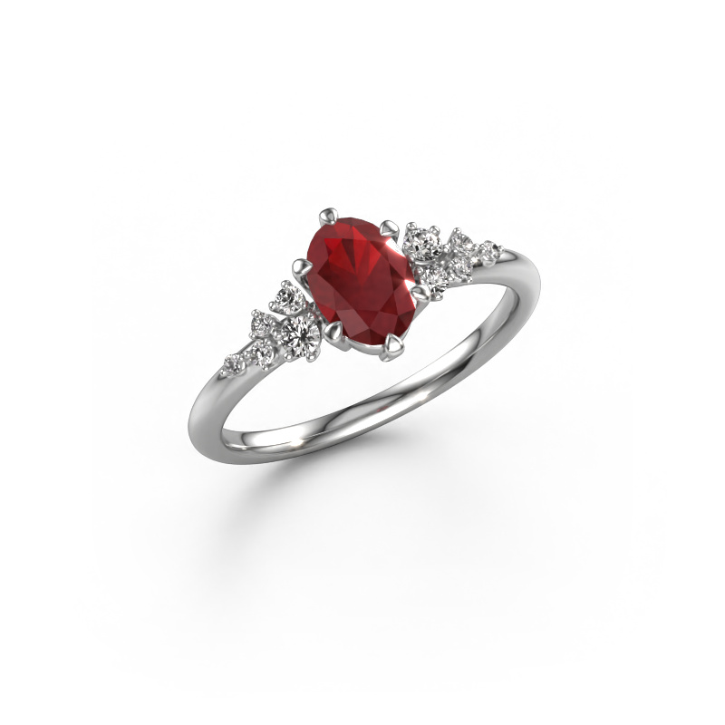 Image of Ring Royce OVL 950 platinum Ruby 7x5 mm
