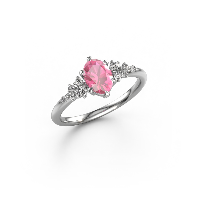 Image of Ring Royce OVL 585 white gold Pink sapphire 7x5 mm