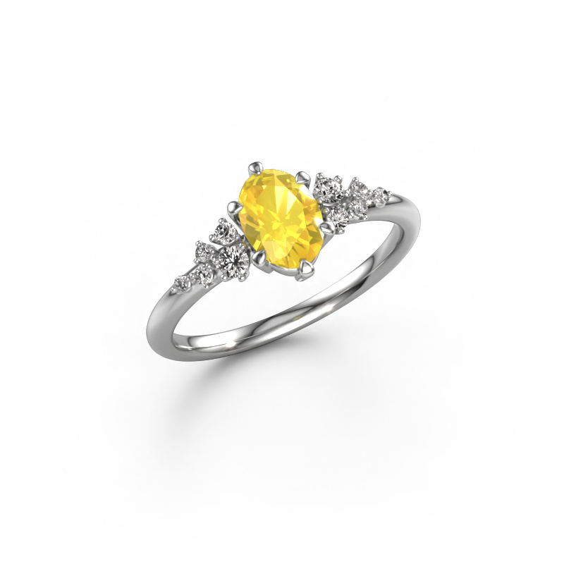 Image of Ring Royce OVL 950 platinum Yellow sapphire 7x5 mm