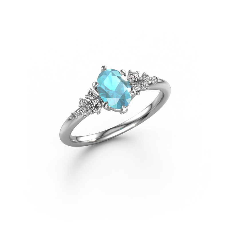 Image of Ring Royce OVL 585 white gold Blue topaz 7x5 mm